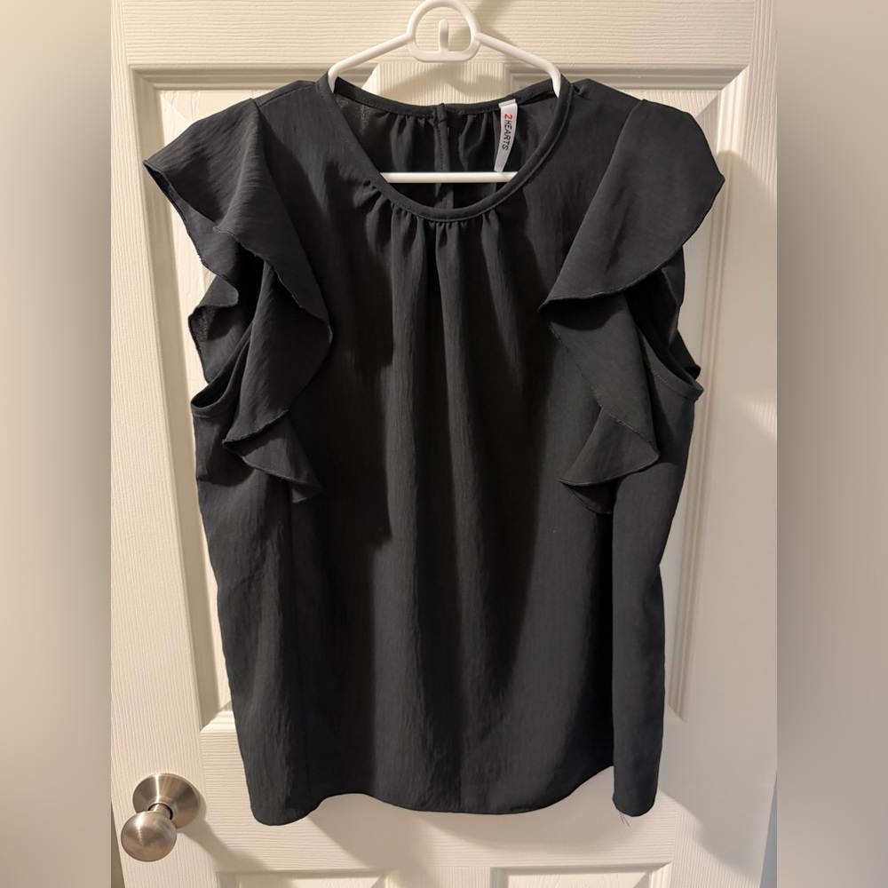 Chic Black Ruffle Sleeve Blouse